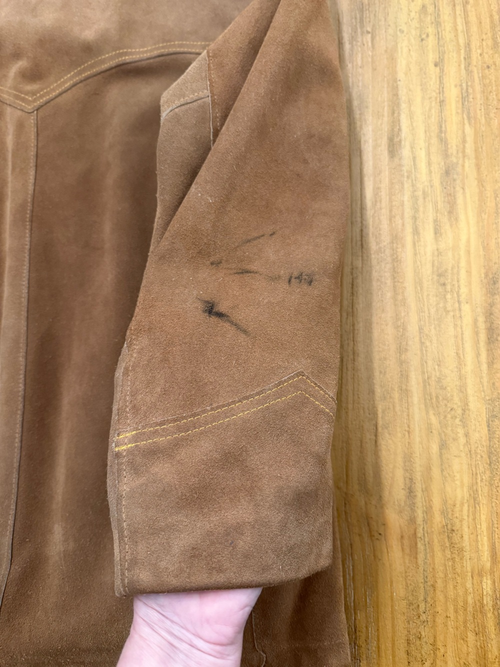 Vintage Pioneer Wear Suede Sherpa Rancher Jacket Brown Western Coat Size 44 - Picture 11 of 16